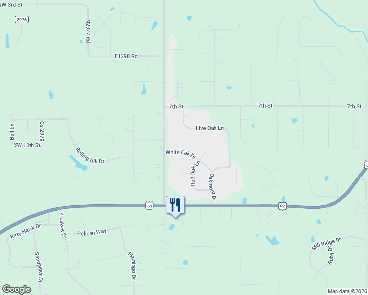 map of restaurants, bars, coffee shops, grocery stores, and more near 2445 White Oak Drive in Blanchard