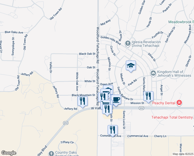 map of restaurants, bars, coffee shops, grocery stores, and more near in Tehachapi