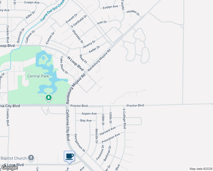 map of restaurants, bars, coffee shops, grocery stores, and more near 21404 Baldwin Lane in California City