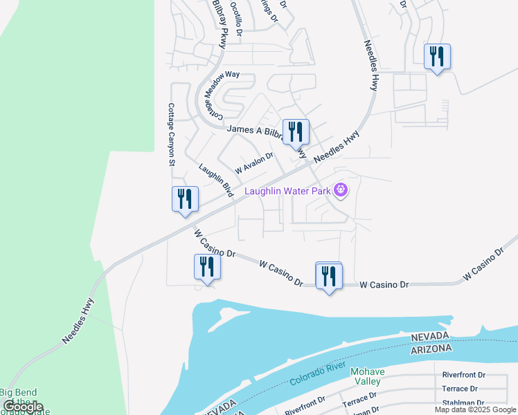 map of restaurants, bars, coffee shops, grocery stores, and more near 3761 Desert Marina Drive in Laughlin