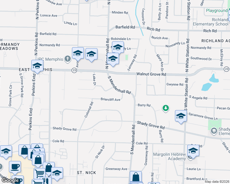 map of restaurants, bars, coffee shops, grocery stores, and more near 4921 Lake Drive in Memphis