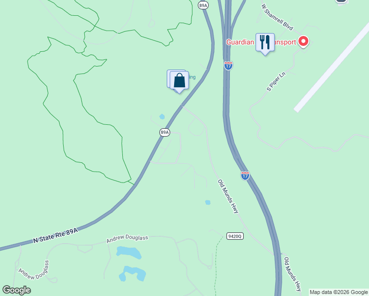 map of restaurants, bars, coffee shops, grocery stores, and more near 9 Pine Ridge Drive in Flagstaff