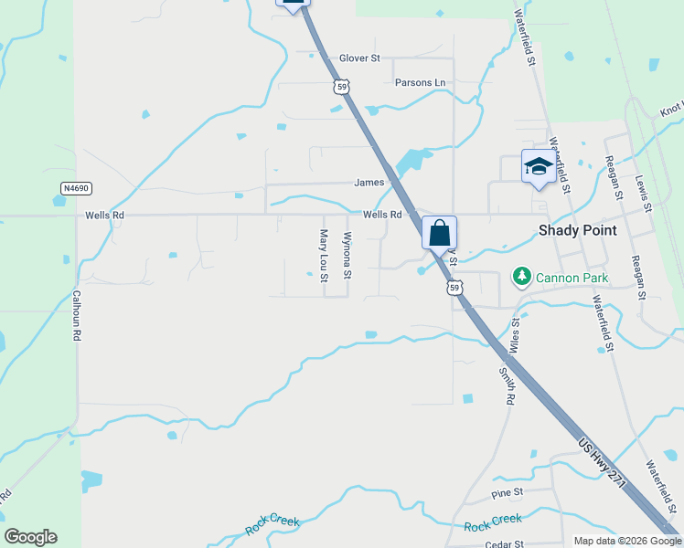 map of restaurants, bars, coffee shops, grocery stores, and more near 27145 Wynona Street in Shady Point