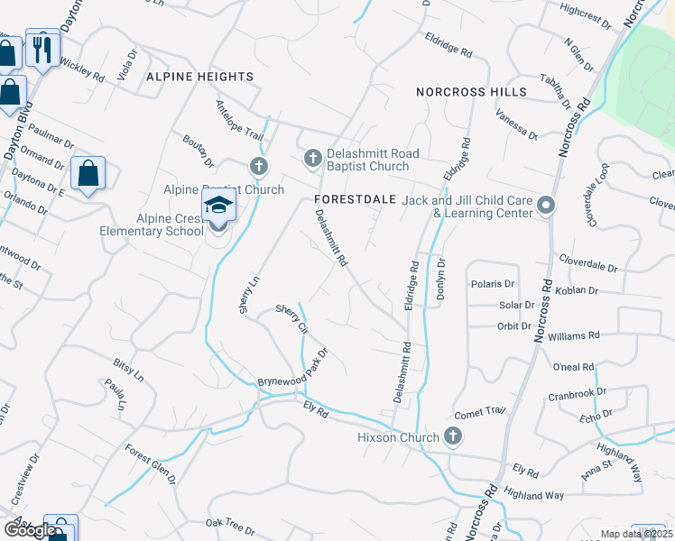 map of restaurants, bars, coffee shops, grocery stores, and more near 4642 Cary Lane in Chattanooga