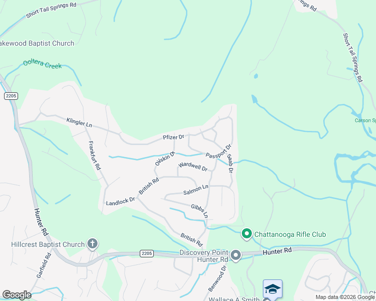 map of restaurants, bars, coffee shops, grocery stores, and more near 7533 Passport Drive in Ooltewah