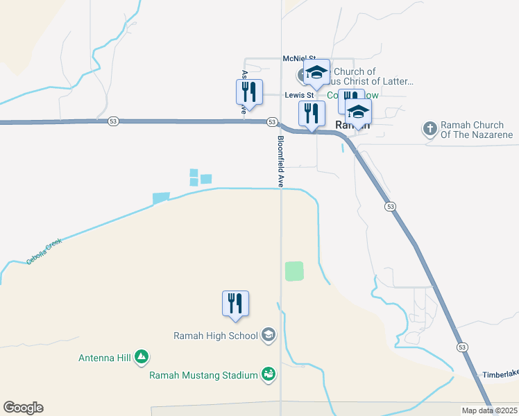 map of restaurants, bars, coffee shops, grocery stores, and more near 7-87 South Bloomfield Avenue in Ramah