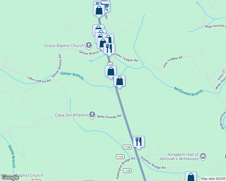 map of restaurants, bars, coffee shops, grocery stores, and more near 3348 Georgia Road in Franklin
