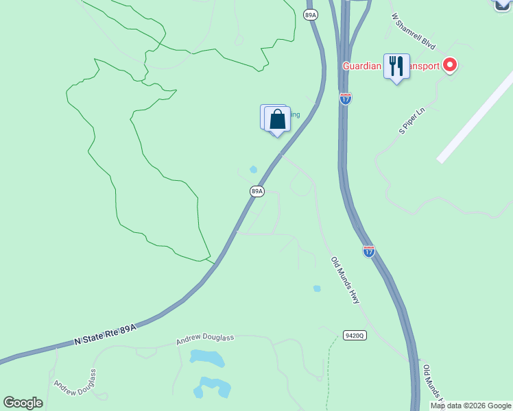 map of restaurants, bars, coffee shops, grocery stores, and more near 80 Seneca Drive in Flagstaff