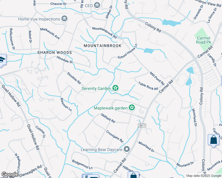 map of restaurants, bars, coffee shops, grocery stores, and more near 4115 Tottenham Road in Charlotte