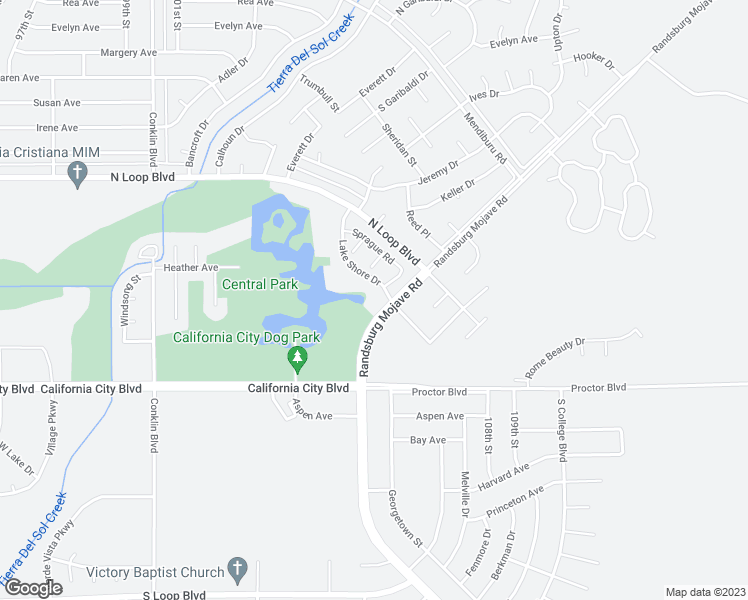 map of restaurants, bars, coffee shops, grocery stores, and more near 21501 Lake Shore Drive in California City
