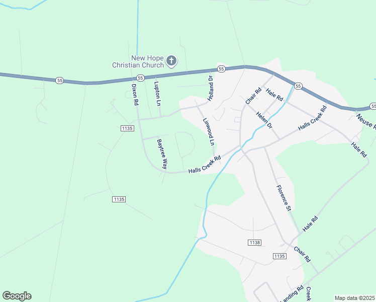 map of restaurants, bars, coffee shops, grocery stores, and more near 651 Halls Creek Road in New Bern