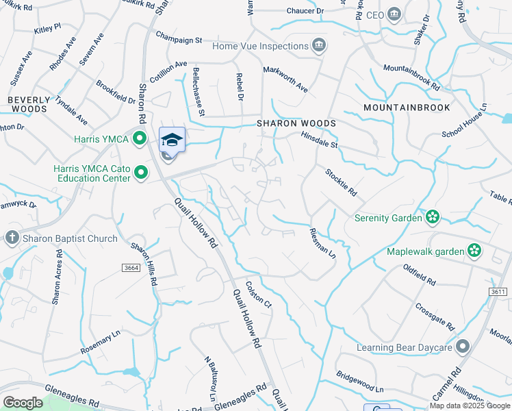 map of restaurants, bars, coffee shops, grocery stores, and more near 3009 Heathstead Place in Charlotte
