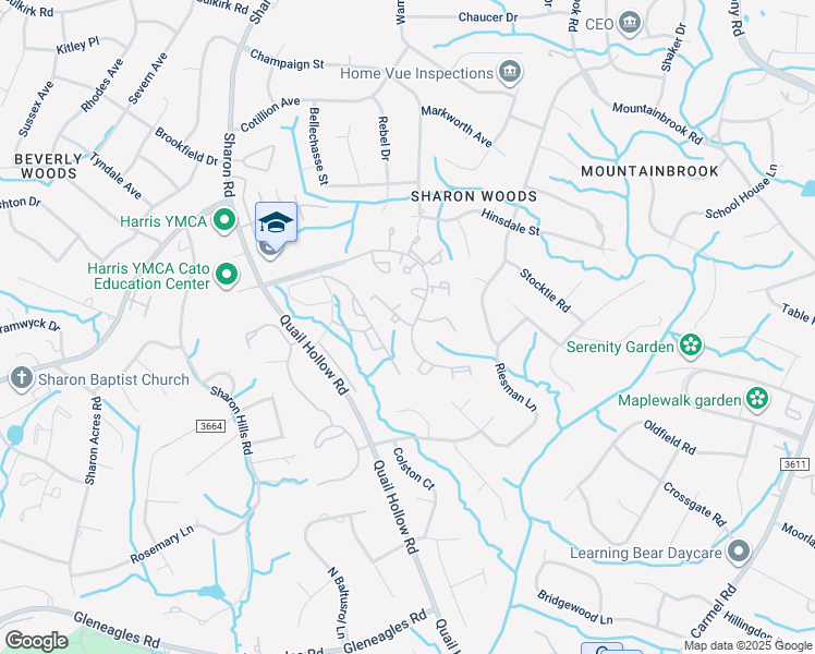 map of restaurants, bars, coffee shops, grocery stores, and more near 3009 Heathstead Place in Charlotte