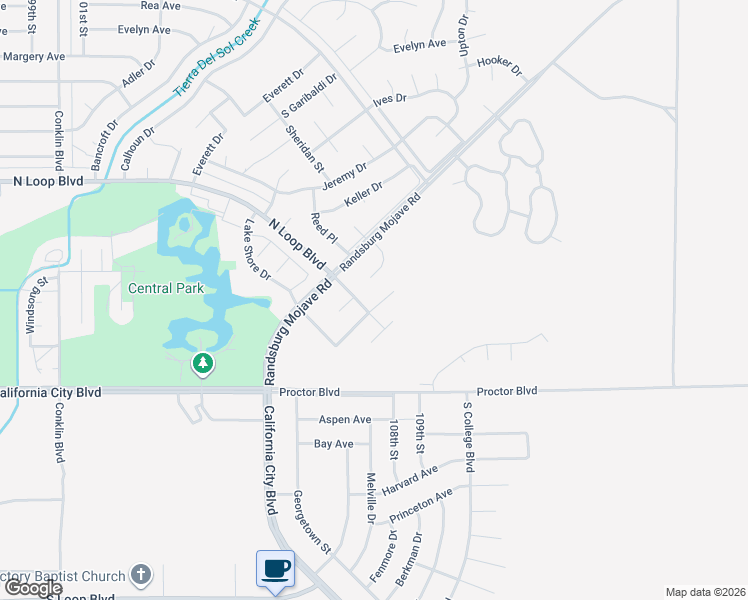 map of restaurants, bars, coffee shops, grocery stores, and more near 21419 Baldwin Lane in California City