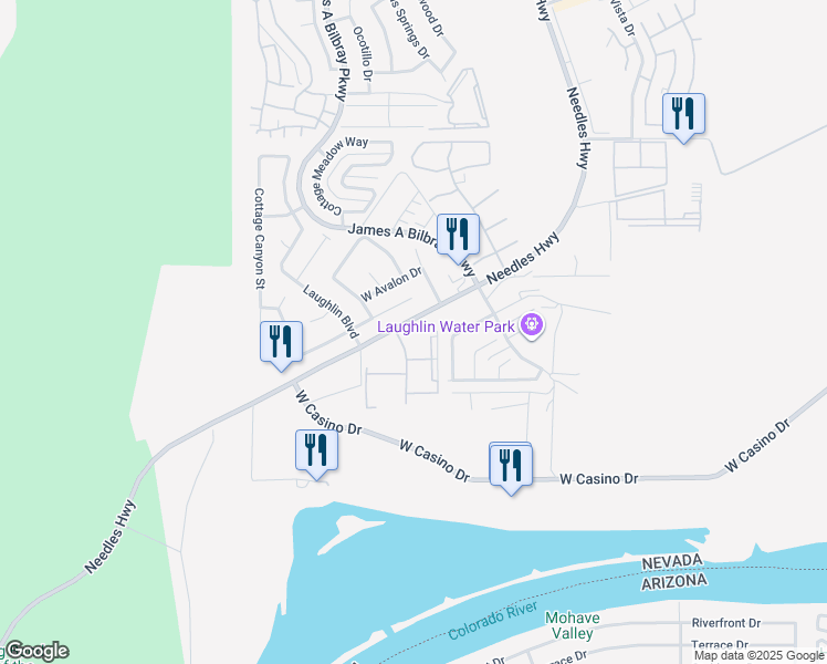 map of restaurants, bars, coffee shops, grocery stores, and more near 3730 Desert Marina Drive in Laughlin