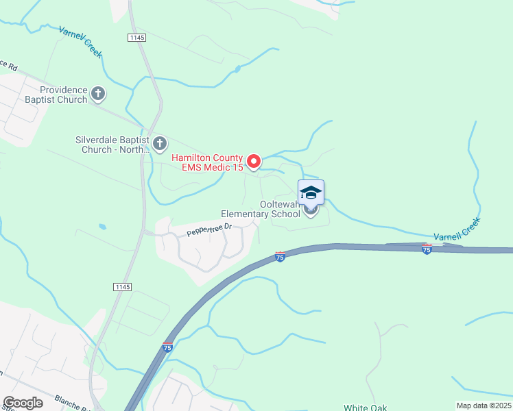 map of restaurants, bars, coffee shops, grocery stores, and more near 8944 Little Pine Lane in Ooltewah