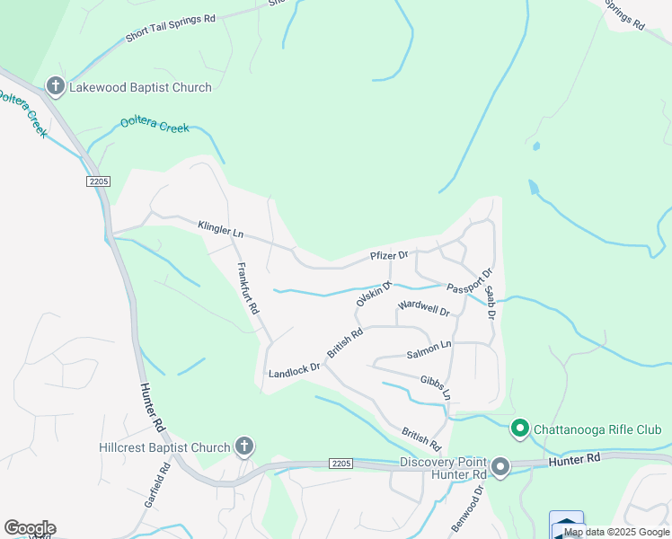 map of restaurants, bars, coffee shops, grocery stores, and more near 7411 Pfizer Drive in Ooltewah