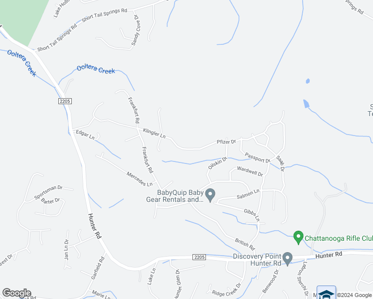 map of restaurants, bars, coffee shops, grocery stores, and more near 7374 Pfizer Drive in Ooltewah
