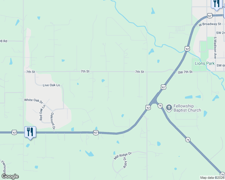 map of restaurants, bars, coffee shops, grocery stores, and more near 916 Spring Lane in Blanchard
