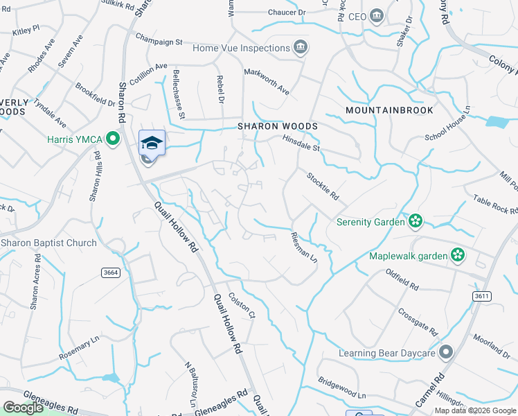 map of restaurants, bars, coffee shops, grocery stores, and more near 6001 Heath Valley Road in Charlotte