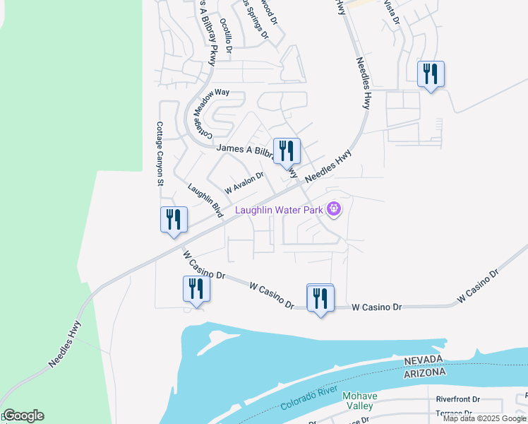 map of restaurants, bars, coffee shops, grocery stores, and more near 3791 Chapels Royal Street in Laughlin