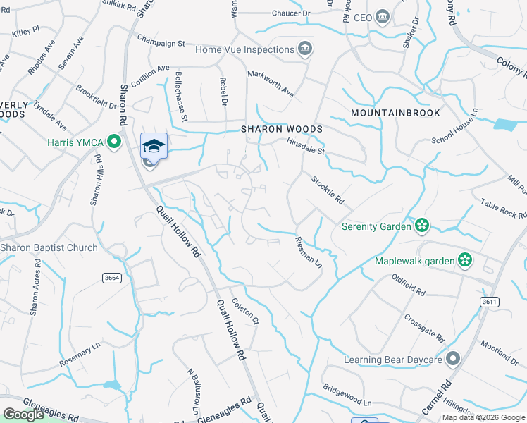 map of restaurants, bars, coffee shops, grocery stores, and more near 6001 Heath Valley Road in Charlotte