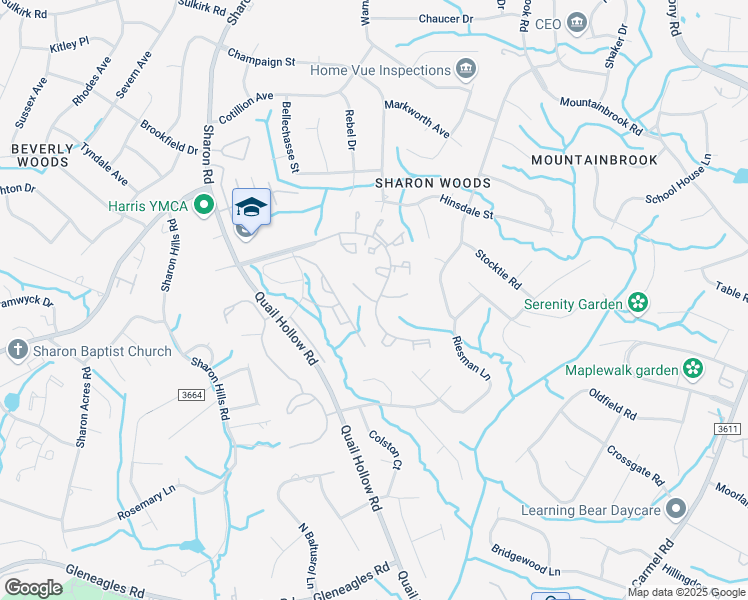 map of restaurants, bars, coffee shops, grocery stores, and more near 3009 Heathstead Place in Charlotte