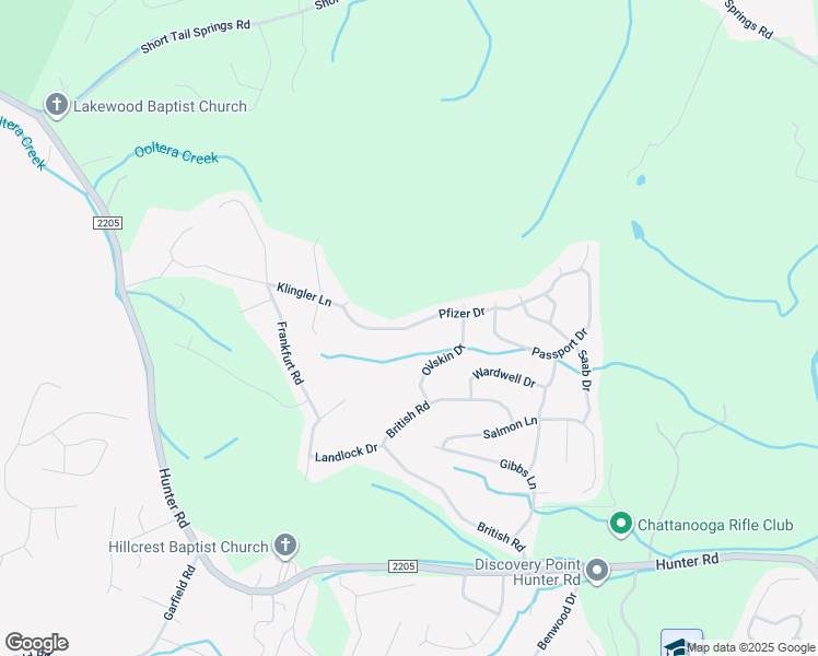 map of restaurants, bars, coffee shops, grocery stores, and more near 7435 Pfizer Drive in Ooltewah