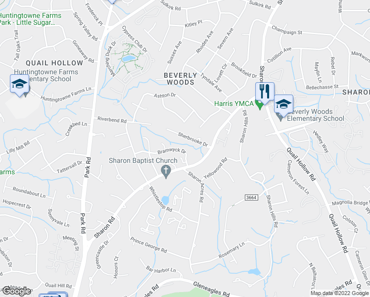 map of restaurants, bars, coffee shops, grocery stores, and more near in Charlotte