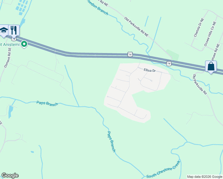 map of restaurants, bars, coffee shops, grocery stores, and more near 258 London Drive Southeast in Cleveland