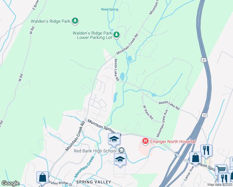 map of restaurants, bars, coffee shops, grocery stores, and more near 4082 Day Lily Trail in Chattanooga