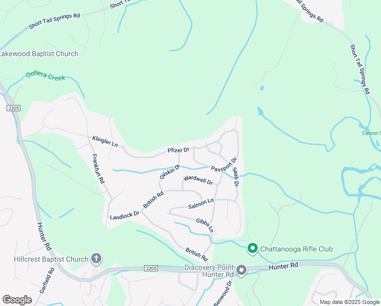 map of restaurants, bars, coffee shops, grocery stores, and more near 7511 Passport Drive in Ooltewah