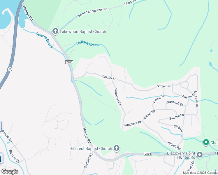 map of restaurants, bars, coffee shops, grocery stores, and more near 7209 Klingler Lane in Ooltewah