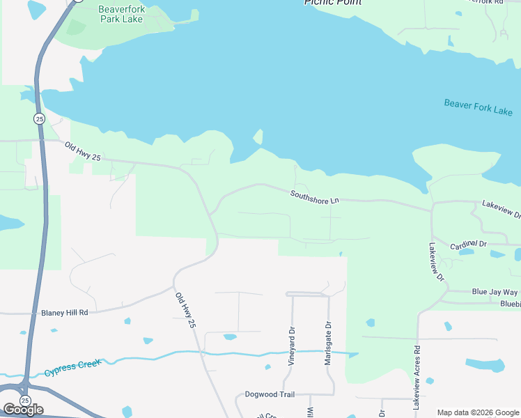map of restaurants, bars, coffee shops, grocery stores, and more near 48 Southshore Lane in Conway