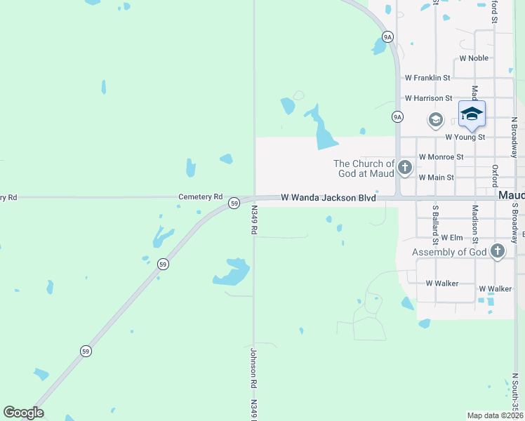 map of restaurants, bars, coffee shops, grocery stores, and more near 186 RR 1 in Maud