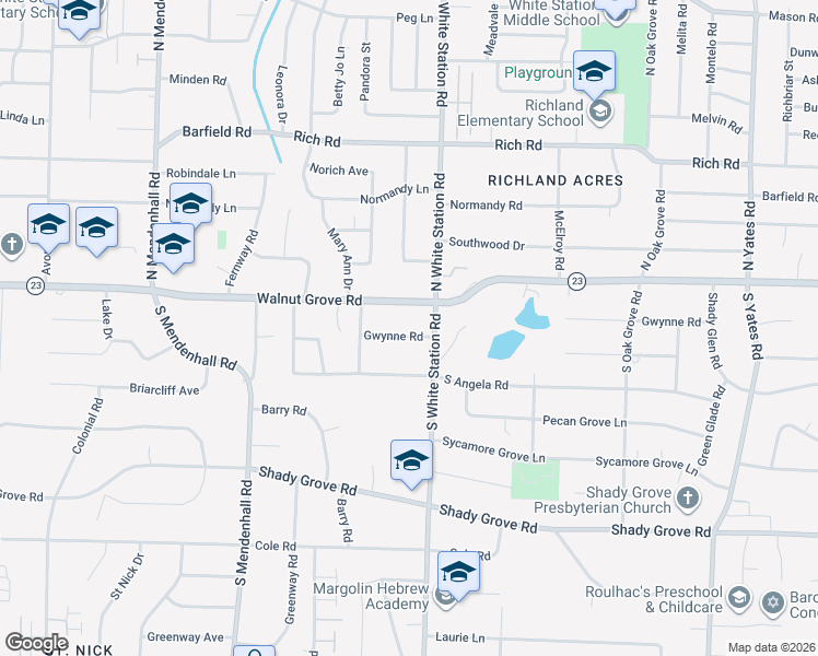 map of restaurants, bars, coffee shops, grocery stores, and more near 5185 Walnut Grove Road in Memphis