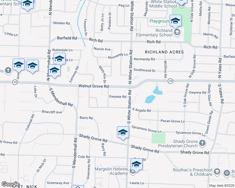 map of restaurants, bars, coffee shops, grocery stores, and more near 5185 Walnut Grove Road in Memphis