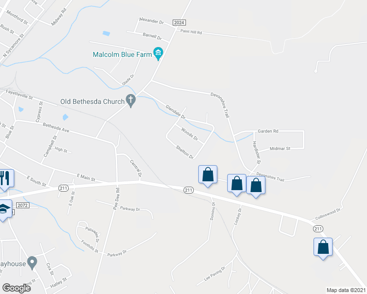 map of restaurants, bars, coffee shops, grocery stores, and more near 517 Shelton Drive in Aberdeen