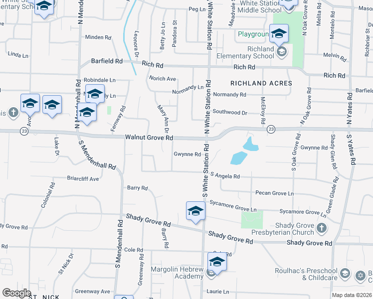 map of restaurants, bars, coffee shops, grocery stores, and more near 5185 Walnut Grove Road in Memphis