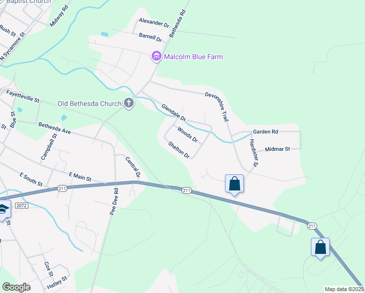 map of restaurants, bars, coffee shops, grocery stores, and more near 517 Shelton Drive in Aberdeen