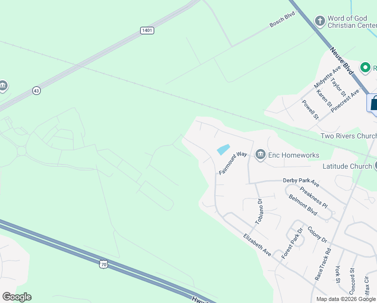 map of restaurants, bars, coffee shops, grocery stores, and more near 4319 Elizabeth Avenue in New Bern