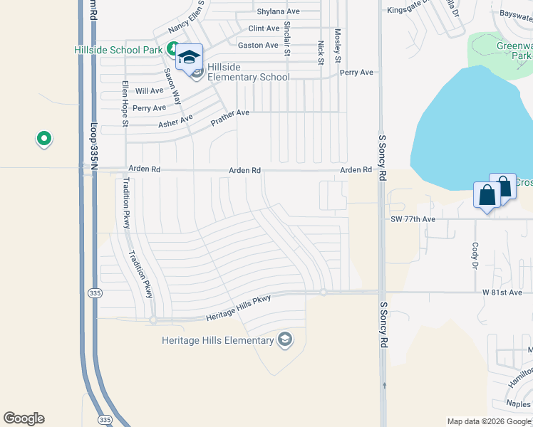 map of restaurants, bars, coffee shops, grocery stores, and more near 7616 Legacy Parkway in Amarillo