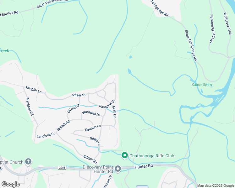 map of restaurants, bars, coffee shops, grocery stores, and more near 7653 Passport Drive in Ooltewah