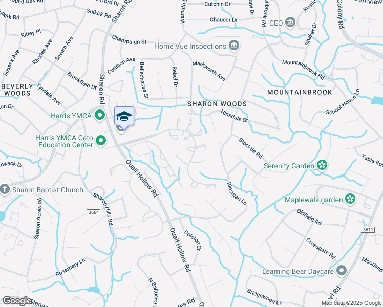 map of restaurants, bars, coffee shops, grocery stores, and more near 3133 Heathstead Place in Charlotte