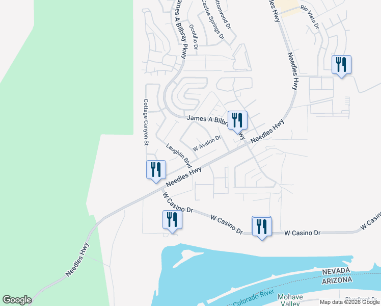 map of restaurants, bars, coffee shops, grocery stores, and more near 3679 Catalina Dr in Laughlin