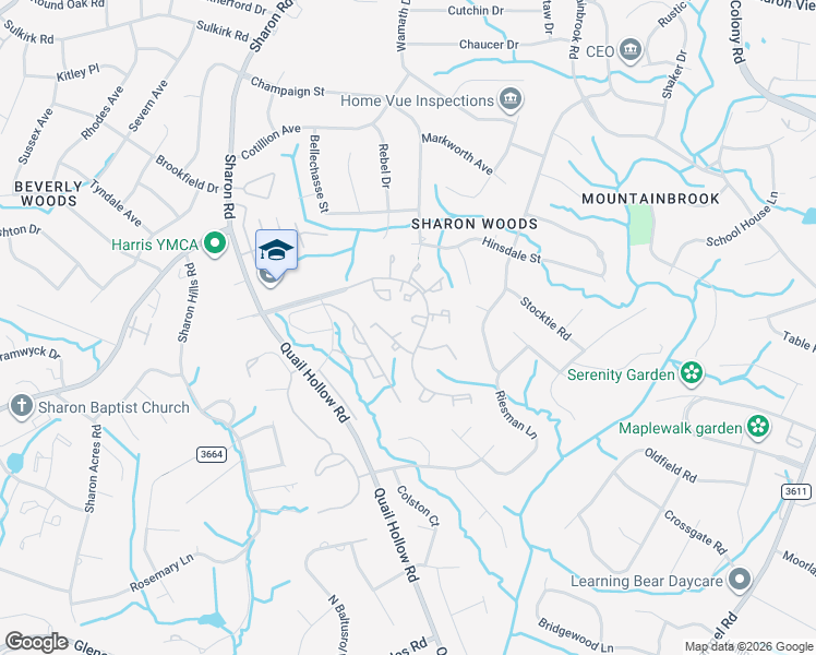 map of restaurants, bars, coffee shops, grocery stores, and more near 3129 Heathstead Place in Charlotte