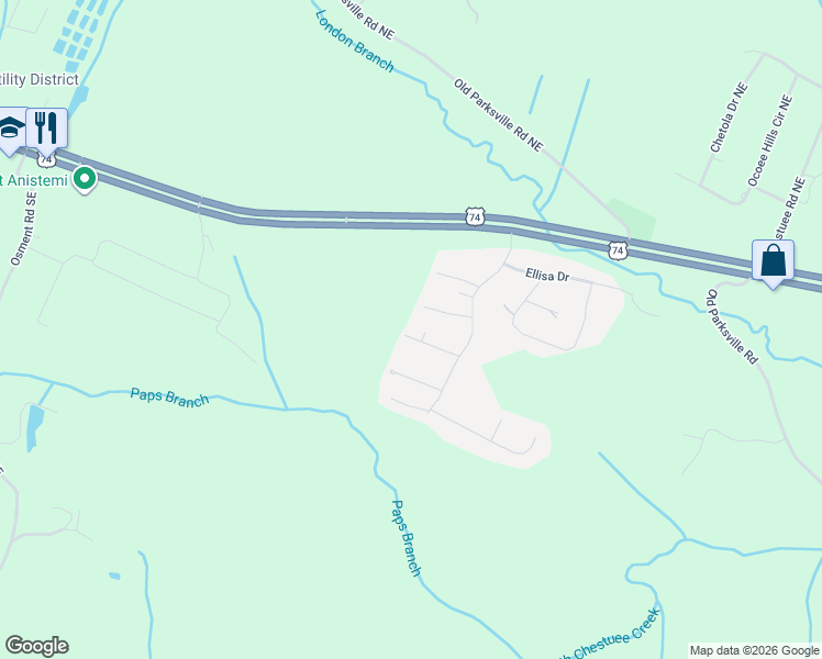 map of restaurants, bars, coffee shops, grocery stores, and more near 258 London Drive Southeast in Cleveland