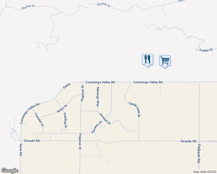 map of restaurants, bars, coffee shops, grocery stores, and more near Harness Drive in Kern County