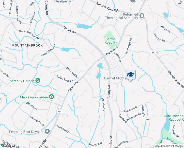 map of restaurants, bars, coffee shops, grocery stores, and more near 2801 Carmel Road in Charlotte