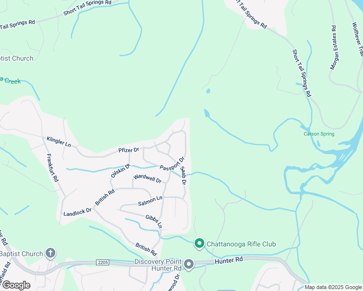 map of restaurants, bars, coffee shops, grocery stores, and more near 7652 Passport Drive in Ooltewah